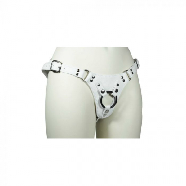 Aslan Leather Luxe White Jaguar Double Thigh Strap Harness